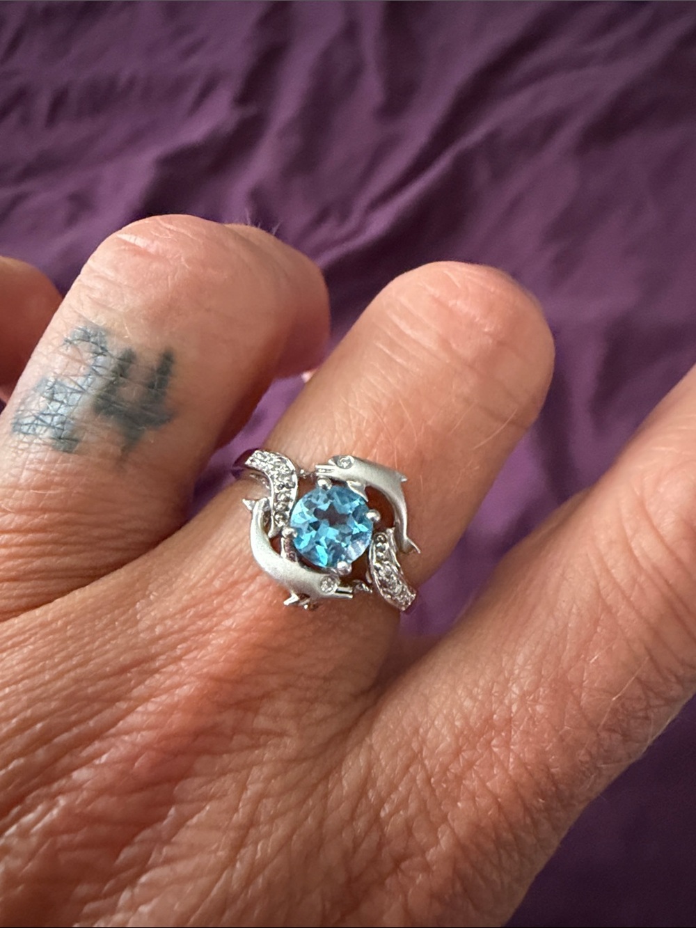 Ocean-Inspired Silver Ring with Blue topaz